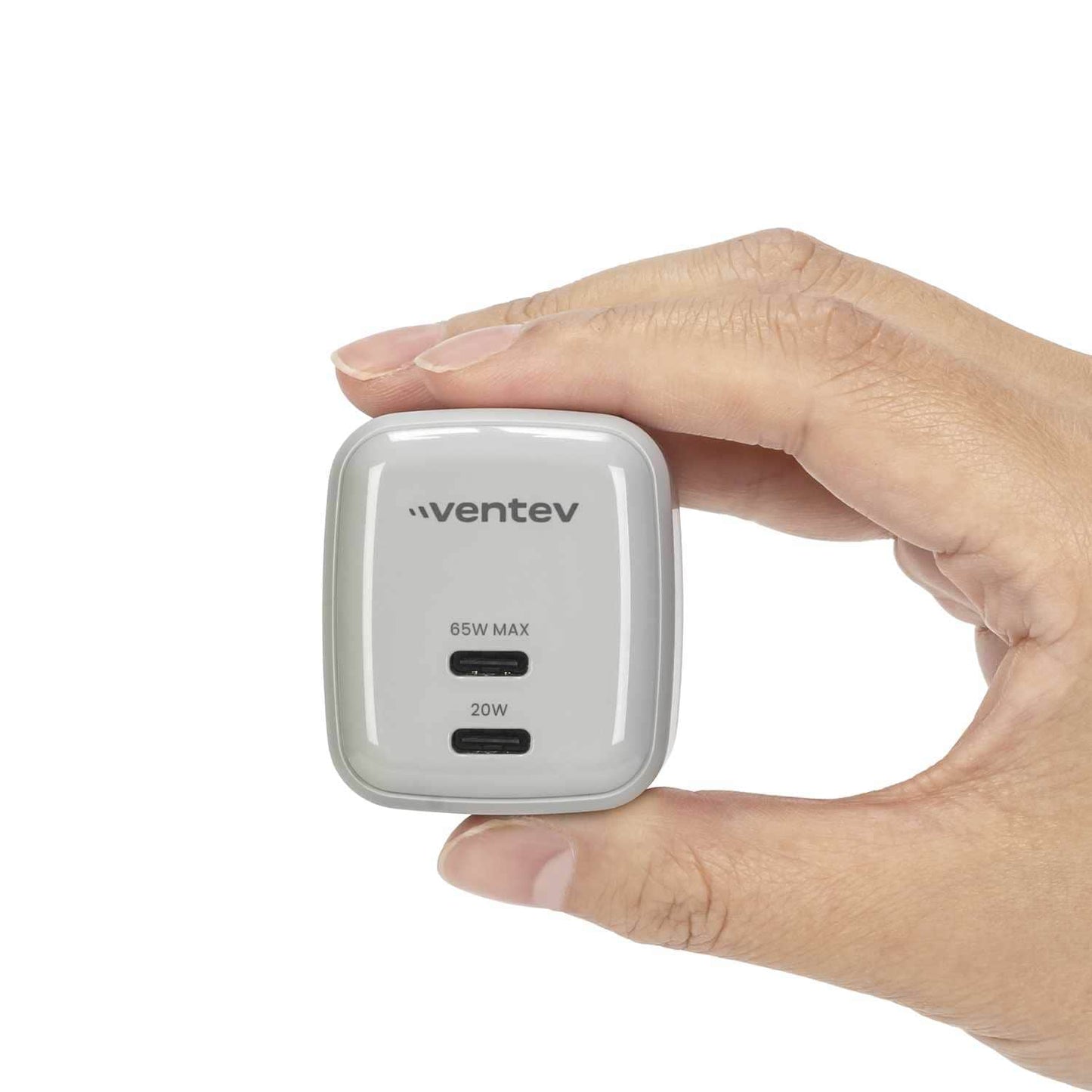 Ventev Mini Wall Charger Dual GaN USB-C 65W White