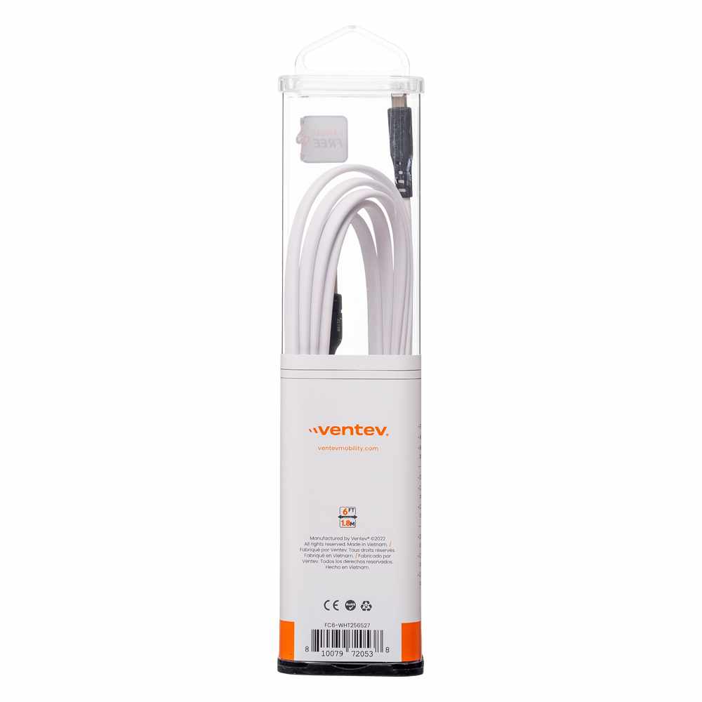 Ventev ChargeSync Flat Lightning Cable 6ft White