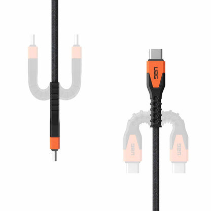 UAG Rugged Kevlar Core USB-C to USB-C Charge/Sync Cable 5ft Black/Orange