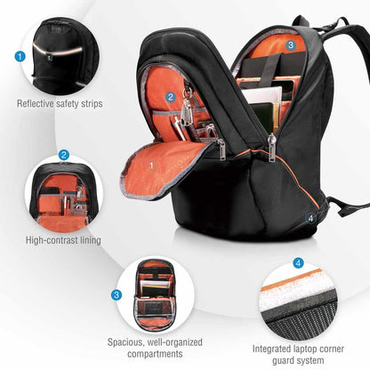 Sac à dos compact pour ordinateur portable Everki Glide jusqu'à 17,3 pouces Noir