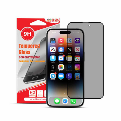 22 cases Privacy Tempered Glass Screen Protector for iPhone 15