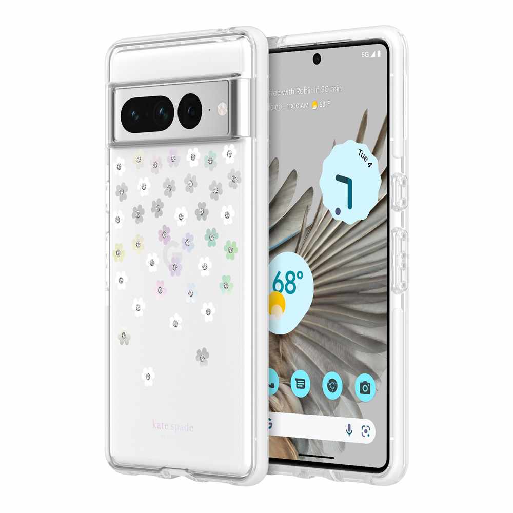 Étui rigide défensif Kate Spade à motifs de fleurs dispersées pour Google Pixel 7 Pro