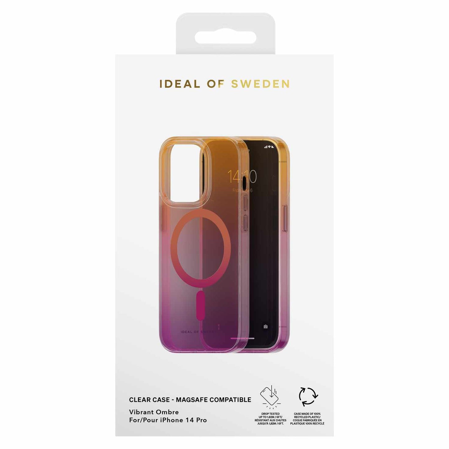 Coque MagSafe transparente Ideal of Sweden dégradé de couleurs vives pour iPhone 14 Pro