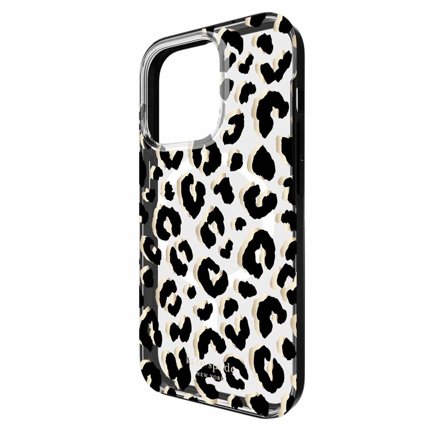 Étui de protection MagSafe Kate Spade City Leopard noir pour iPhone 15 Pro