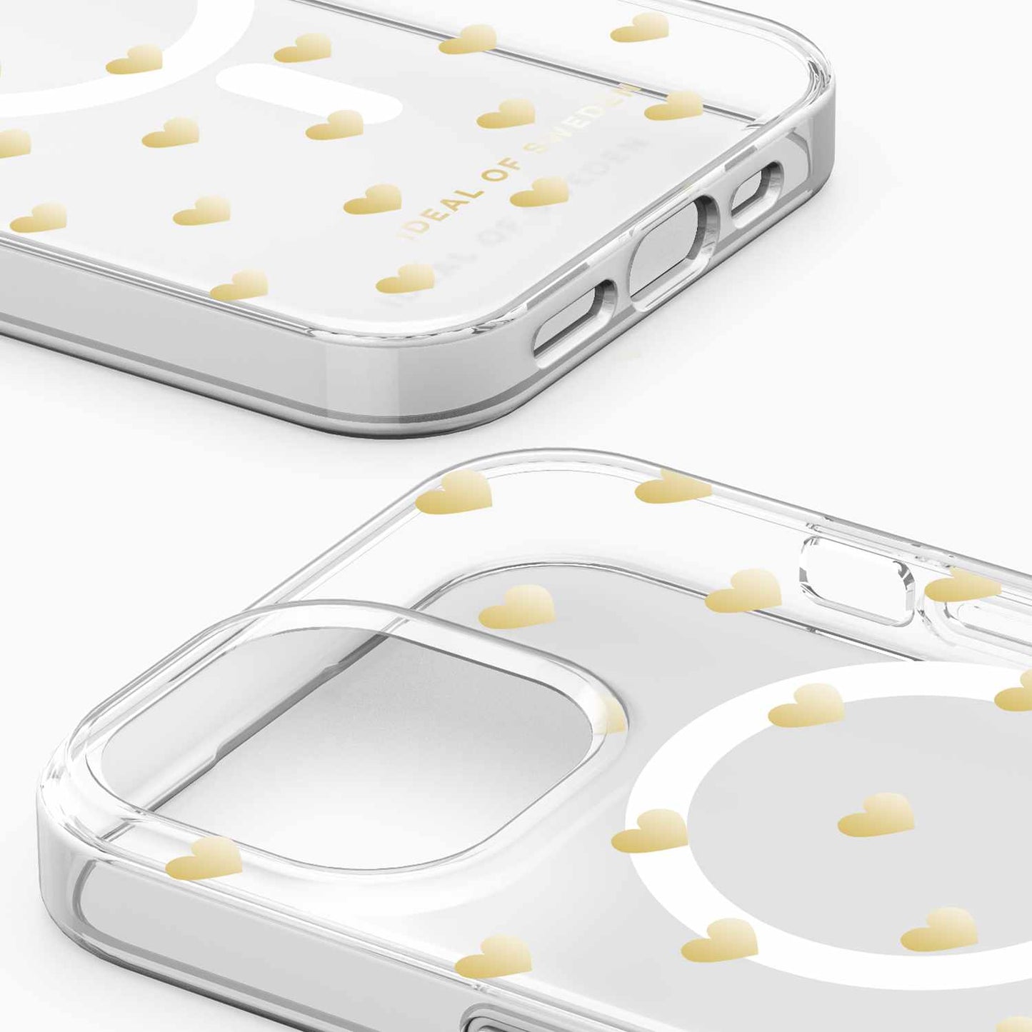 Ideal of Sweden Clear Mid MagSafe Case Golden Hearts for iPhone 15/14/13