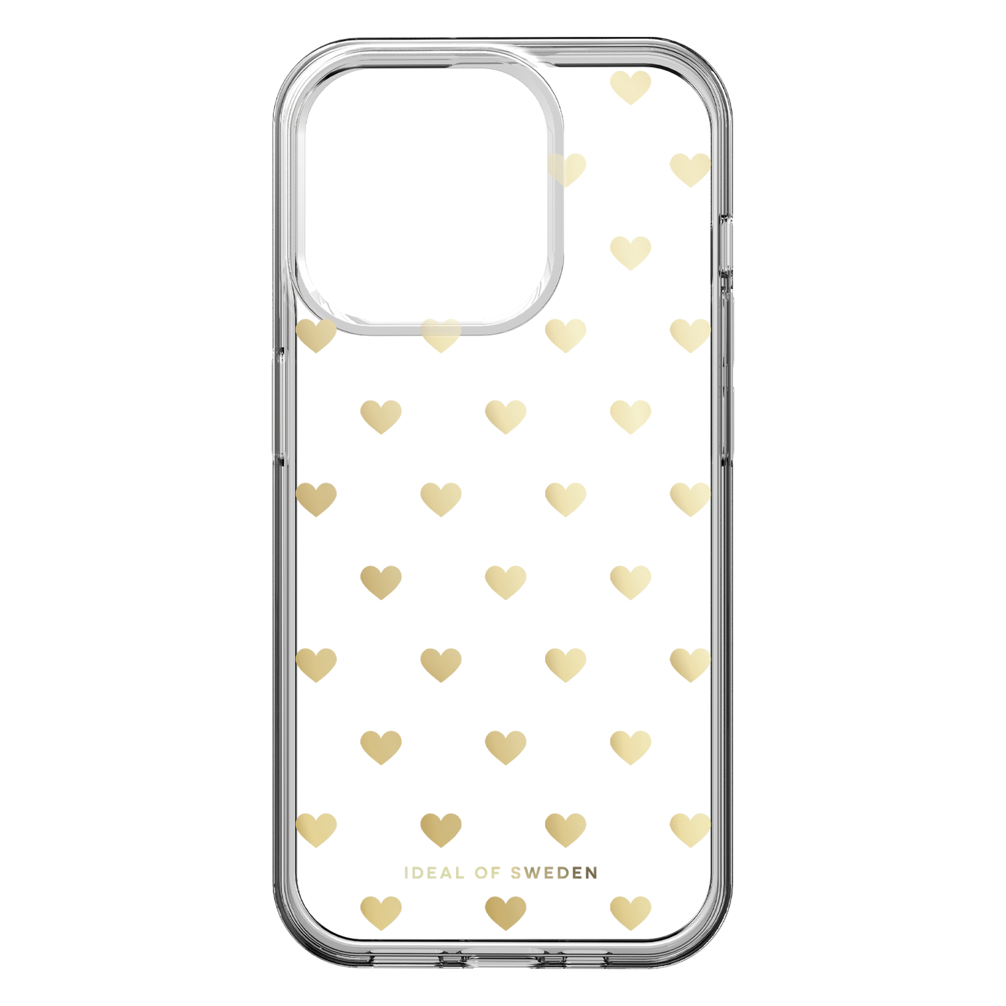 Ideal of Sweden Clear Mid MagSafe Case Golden Hearts for iPhone 15 Pro