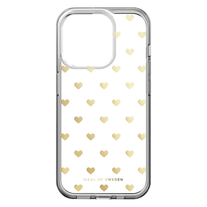 Ideal of Sweden Clear Mid MagSafe Case Golden Hearts for iPhone 15 Pro