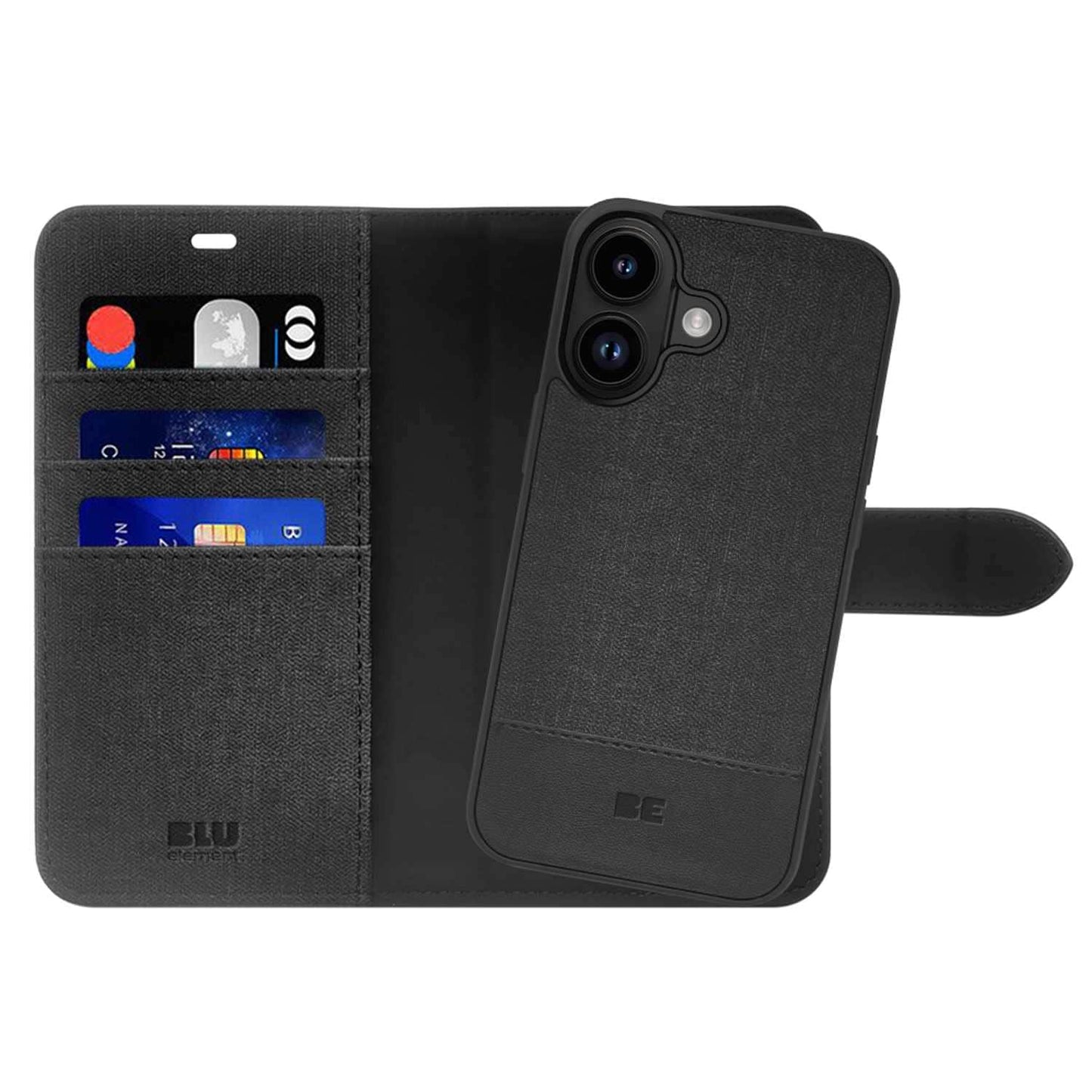 Blu Element Folio 2 in 1 Case Black for iPhone 16