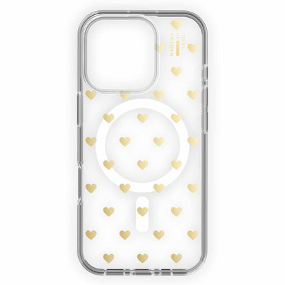 Coque transparente Mid MagSafe Golden Hearts pour iPhone 16 Pro