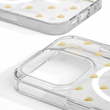 Coque transparente Mid MagSafe Golden Hearts pour iPhone 16 Pro