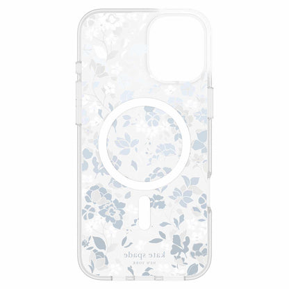 Kate Spade Protective Hardshell Case w/MagSafe Flowerbed Blue with Gems for iPhone 16 Pro Max