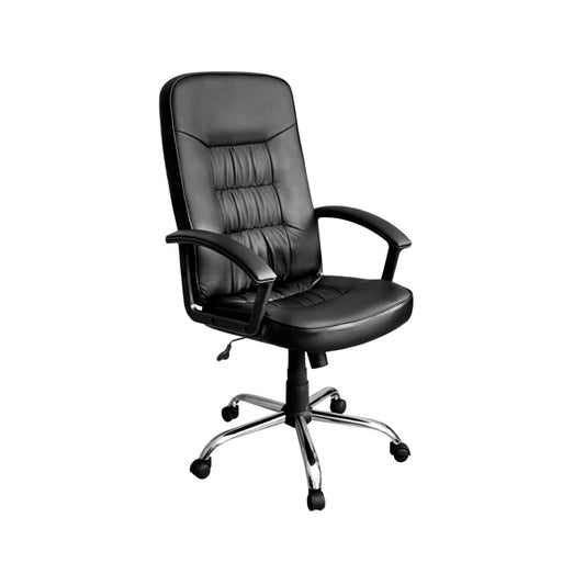Xtech Office Chair Calabria Executive with Arm Rests - Wheels - Steel Frame Lumbar Cushion Leatherette Height Adjustment Black