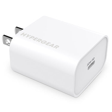 HYPERGEAR WALL CHARGER 1 PORT USB-C 20W PD MAGSAFE COMPATIBLE FAST CHARGE – WHITE