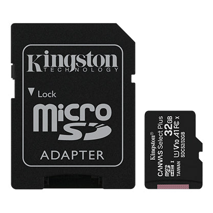 KINGSTON MICROSD MEMORY CARD 32GB CANVAS SELECT PLUS WITH SD ADAPTER 100MB/S – BLACK