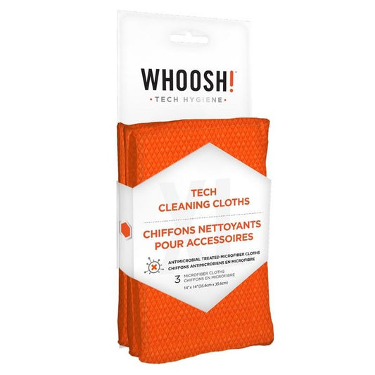 WHOOSH! ANTIMICROBIAL TREATED MICROFIBER CLOTHS 3 PACK XL 14IN X 14IN