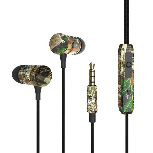 REALTREE EDGE EARBUDS WITH IN-LINE MIC CAMO 3.5MM GOLD PLATED TIP