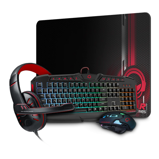 HYPERGEAR RED DRAGON GAMING KIT 4-IN-1 VALUE BUNDLE INCLUDES RGB KEYBOARD 2400DPI GAMING MOUSE GAMING HEADPHONE WITH NOISE CANCELLING MIC LARGE GAMING MOUSE PAD