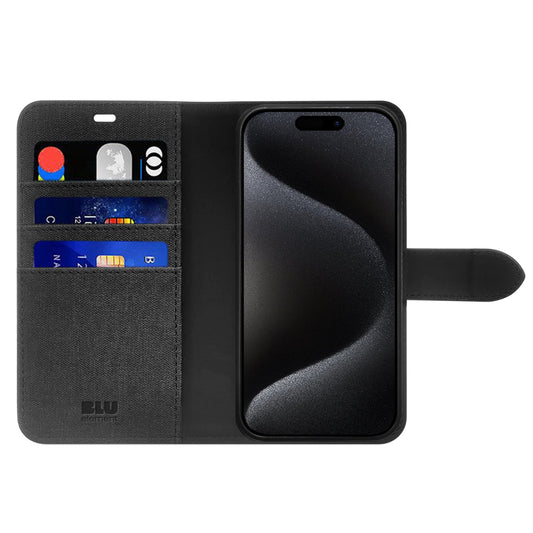 Étui Blu Element Folio 2 en 1 avec MagSafe Noir pour iPhone 16 Pro