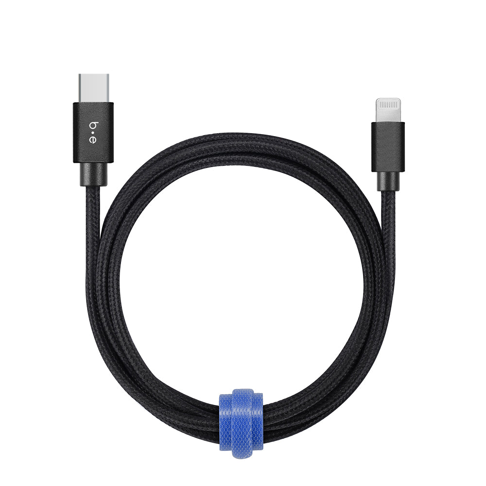 Câble tressé de charge/synchronisation USB-C vers Lightning Blu Element 4 pieds Noir