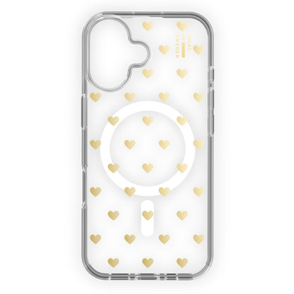 Coque transparente Mid MagSafe Golden Hearts pour iPhone 16 de Ideal of Sweden