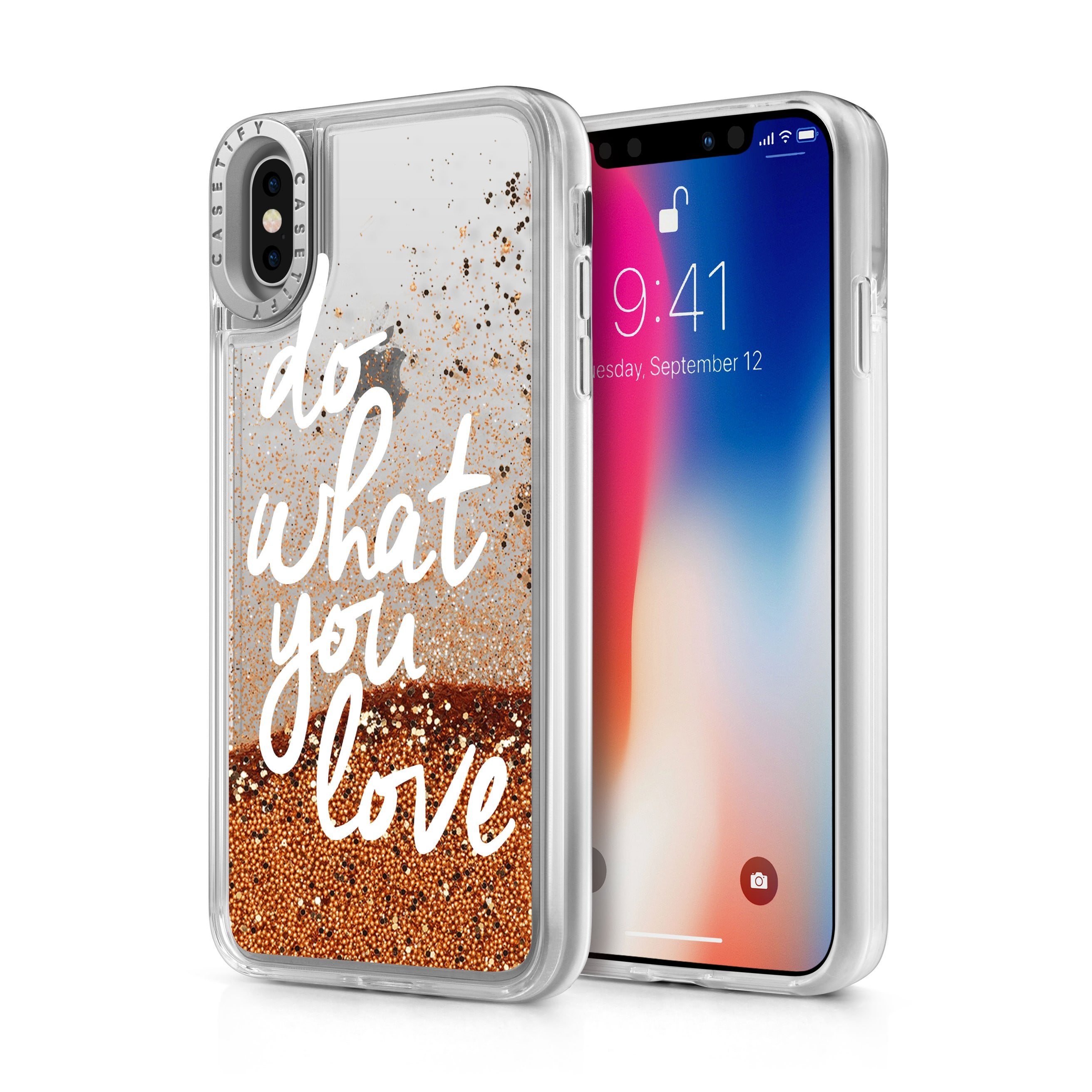 Casetify - Glitter Case Do What You Love (Gold) for iPhone Xs