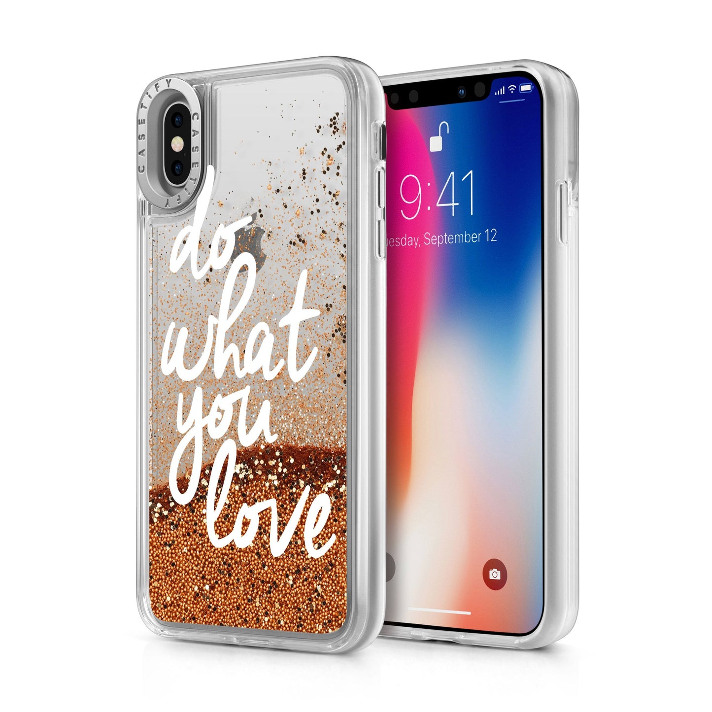 Casetify - Glitter Case Do What You Love (Gold) for iPhone Xs - GekkoTech