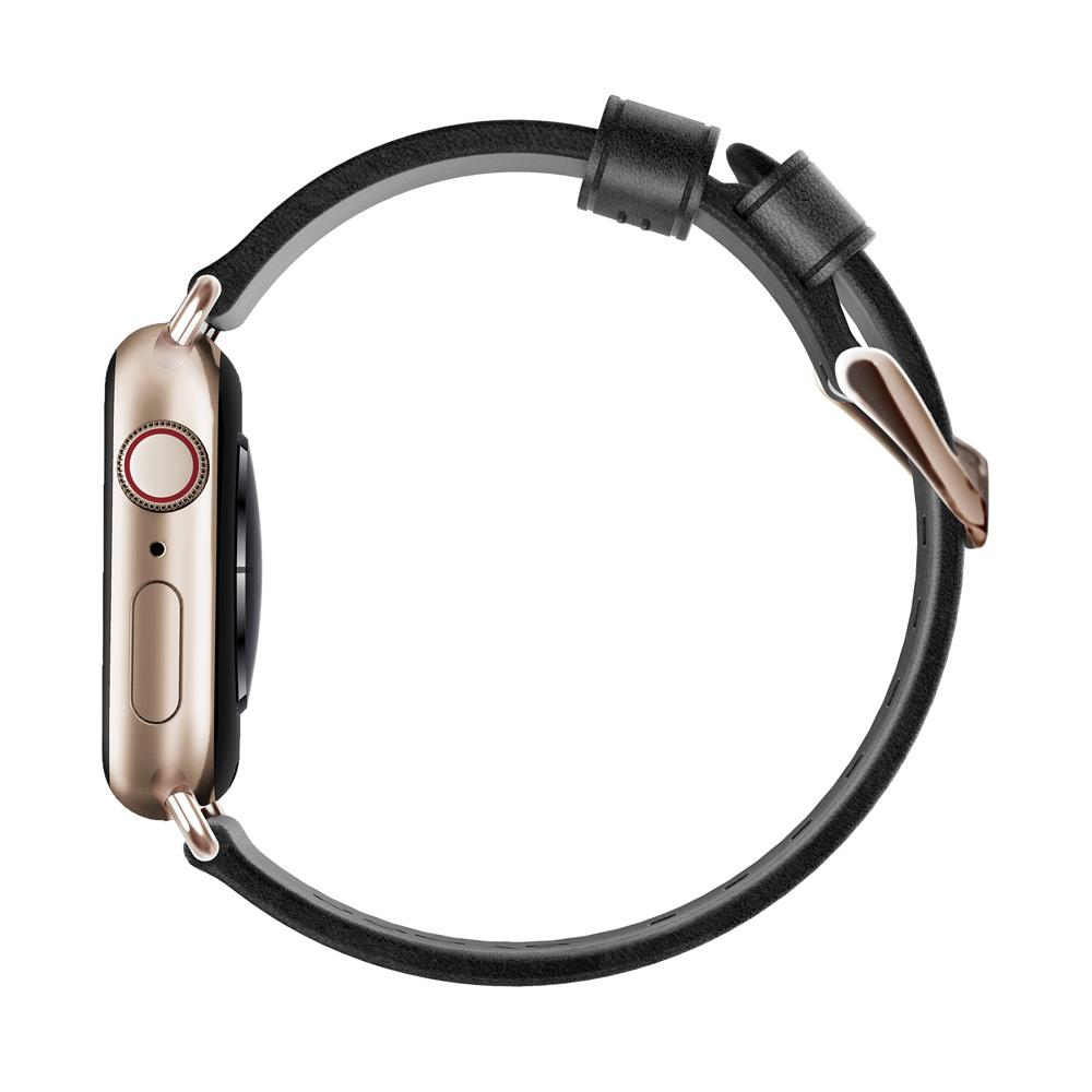 Nomad - Modern Leather Slim Band Black with Gold Hardware for Apple Watch 40/38mm - GekkoTech